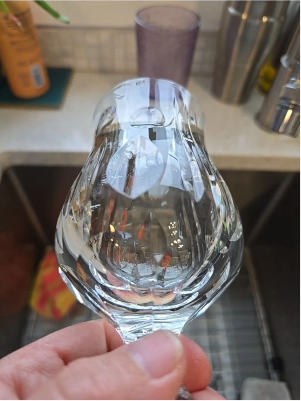 Vintage Mozart Heavy Cut Crystal Cordial Hexagonal Base Faceted Goblets 2 pc Set